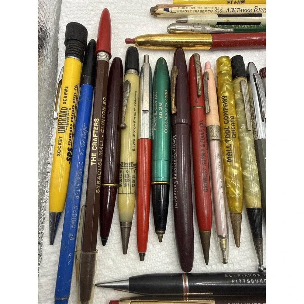 Lot of 60 Vintage Advertising Pens Pencils (untested)